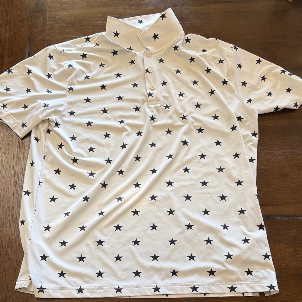 Puma Golf Polo -White Star Pattern Men's size large.